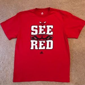 Adidas Chicago Bulls T Shirt Mens Size XL Red Cotton NBA Basketball Streetwear